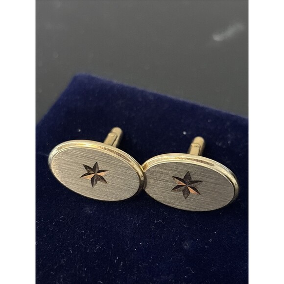 Vintage Swank Gold Tone Cufflinks Star Starburst - Picture 4 of 4